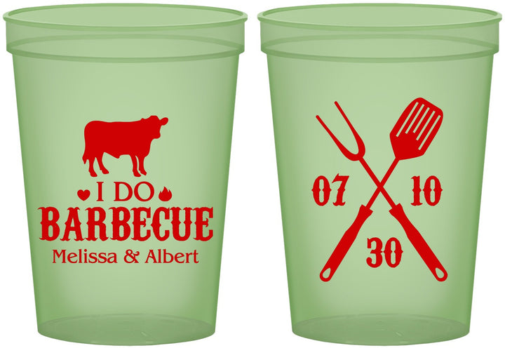 Custom Wedding 16 oz Glow In The Dark Cups - I Do Barbecue Bbq | 433