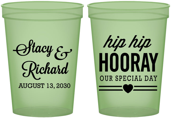 Custom Wedding 16 oz Glow In The Dark Cups - Hip Hop Hooray | 436
