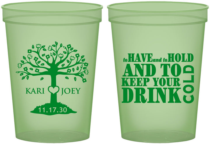Custom Wedding 16 oz Glow In The Dark Cups - To Have And To Hold | 438