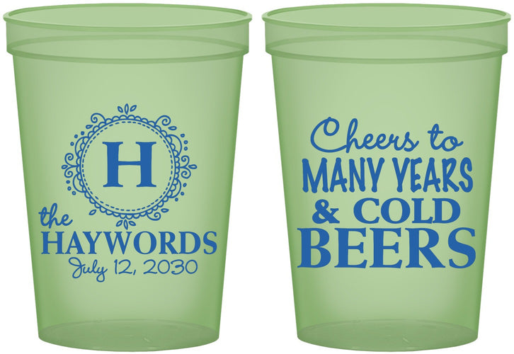 Custom Wedding 16 oz Glow In The Dark Cups - Cheers To Cold Beers | 439