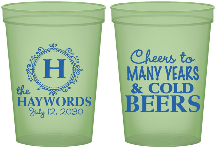 Custom Wedding 16 oz Glow In The Dark Cups - Cheers To Cold Beers | 439