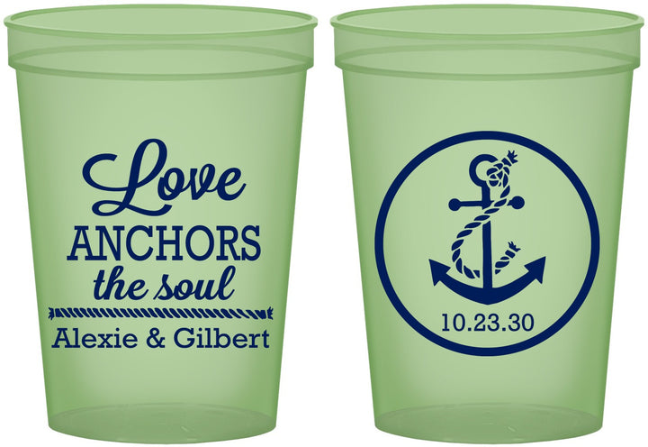 Custom Wedding 16 oz Glow In The Dark Cups - Love Anchors The Soul | 440