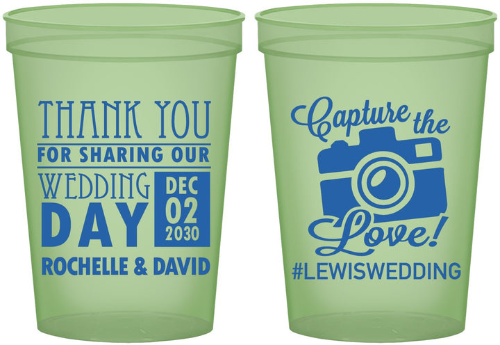 Custom Wedding 16 oz Glow In The Dark Cups - Capture The Love | 444