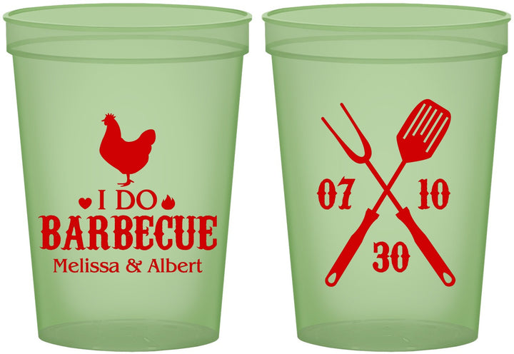 Custom Wedding 16 oz Glow In The Dark Cups - I Do Barbecue Bbq | 445