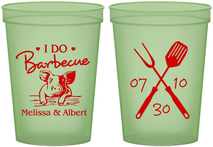 Custom Wedding 16 oz Glow In The Dark Cups - I Do Barbecue Bbq | 446