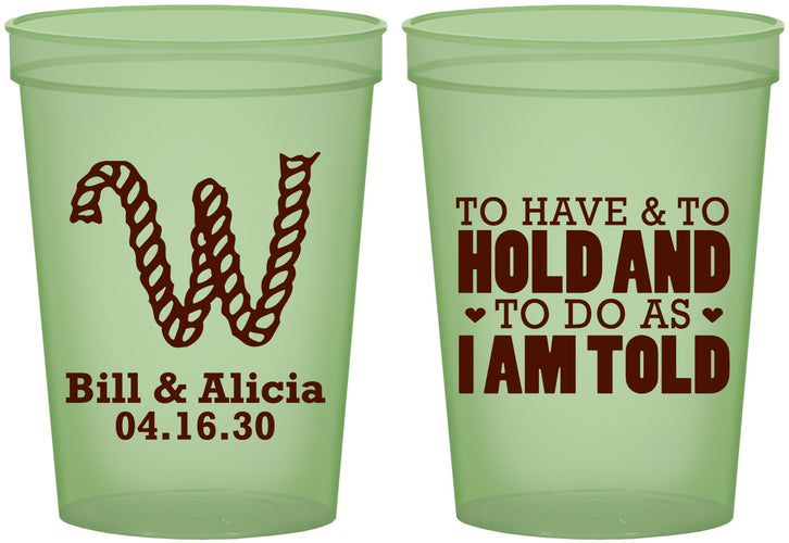 Custom Wedding 16 oz Glow In The Dark Cups - To Have And To Hold | 449