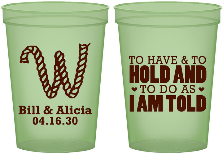 Custom Wedding 16 oz Glow In The Dark Cups - To Have And To Hold | 449