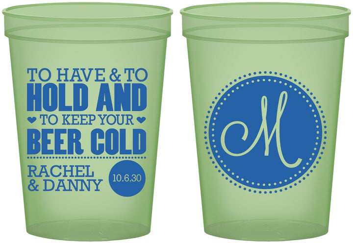 Custom Wedding 16 oz Glow In The Dark Cups - Monogrammed | 450