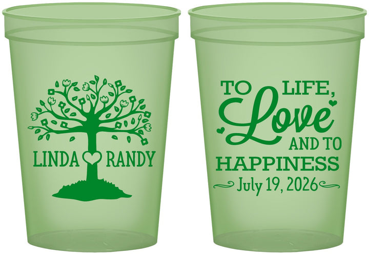 Custom Wedding 16 oz Glow In The Dark Cups - Love And Happiness | 451