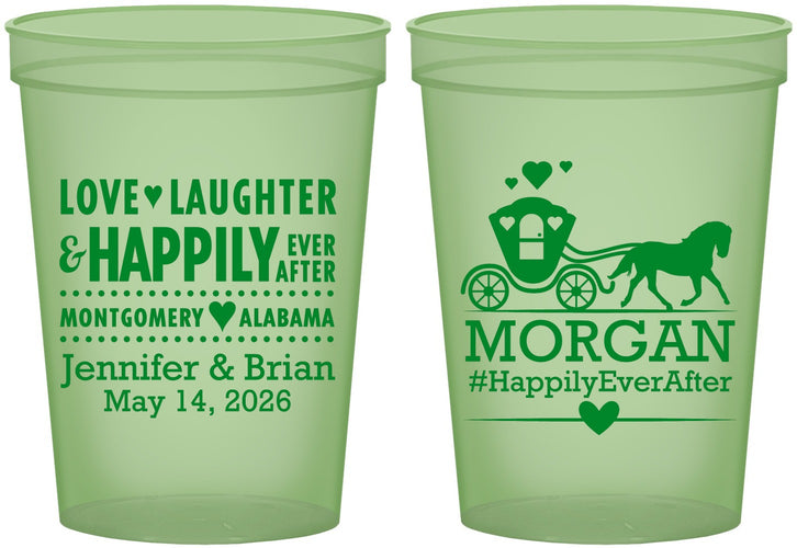 Custom Wedding 16 oz Glow In The Dark Cups - Happily Ever After | 452