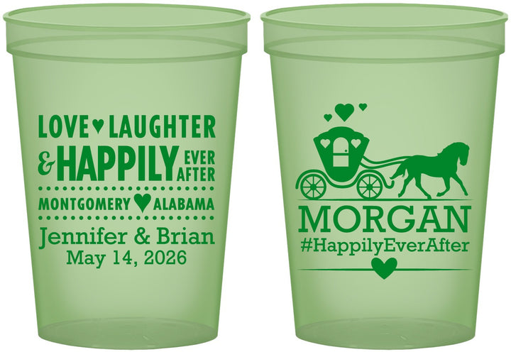 Custom Wedding 16 oz Glow In The Dark Cups - Happily Ever After | 452