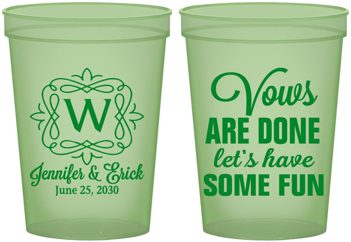 Custom Wedding 16 oz Glow In The Dark Cups - Vows Are Done Have Fun | 460