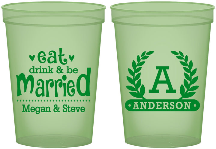 Custom Wedding 16 oz Glow In The Dark Cups - Monogram | 464