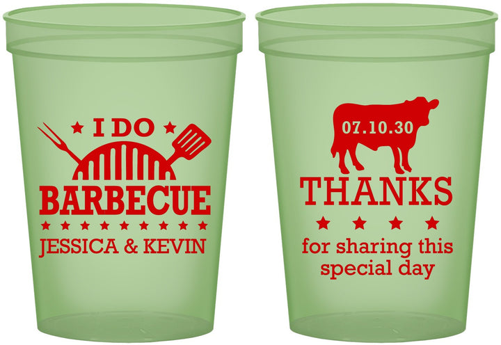Custom Wedding 16 oz Glow In The Dark Cups - I Do Barbecue Bbq | 468