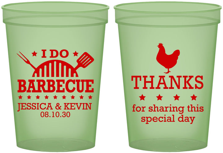 Custom Wedding 16 oz Glow In The Dark Cups - I Do Barbecue Bbq | 469