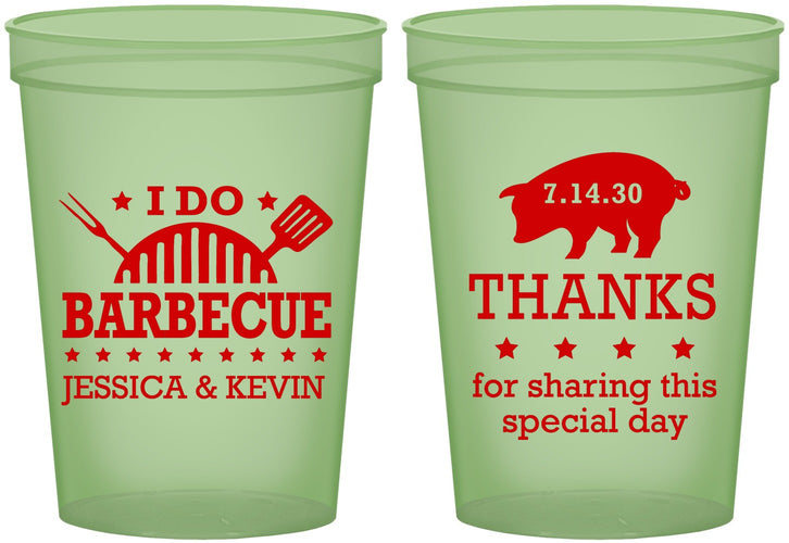 Custom Wedding 16 oz Glow In The Dark Cups - I Do Barbecue Bbq | 470
