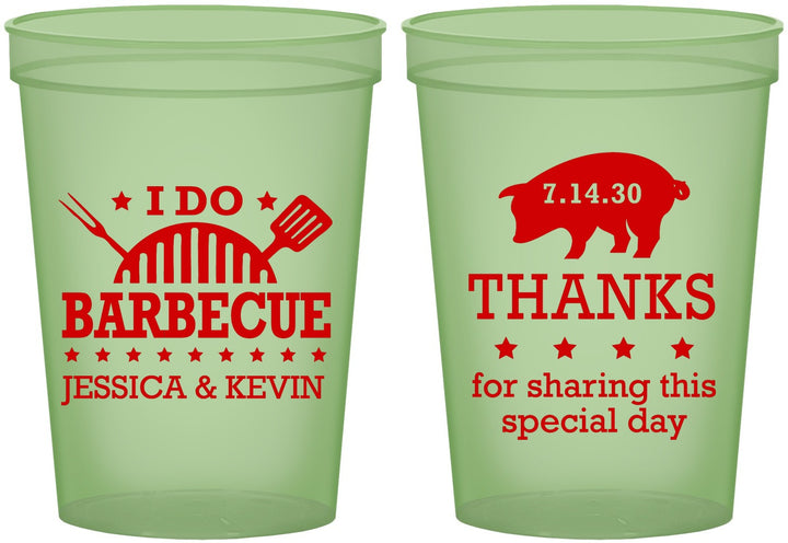 Custom Wedding 16 oz Glow In The Dark Cups - I Do Barbecue Bbq | 470