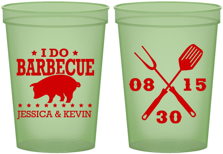 Custom Wedding 16 oz Glow In The Dark Cups - I Do Barbecue Bbq | 473