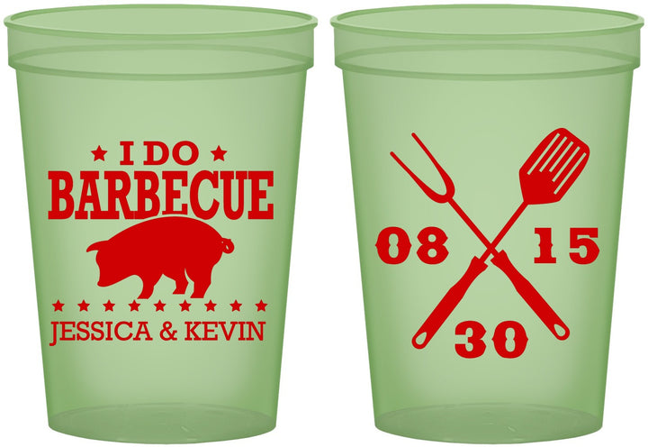 Custom Wedding 16 oz Glow In The Dark Cups - I Do Barbecue Bbq | 473