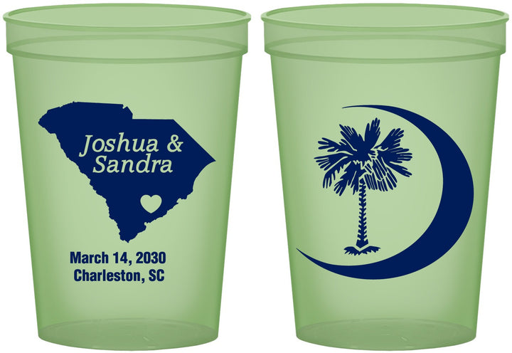 Custom Wedding 16 oz Glow In The Dark Cups - Palmetto Tree | 475