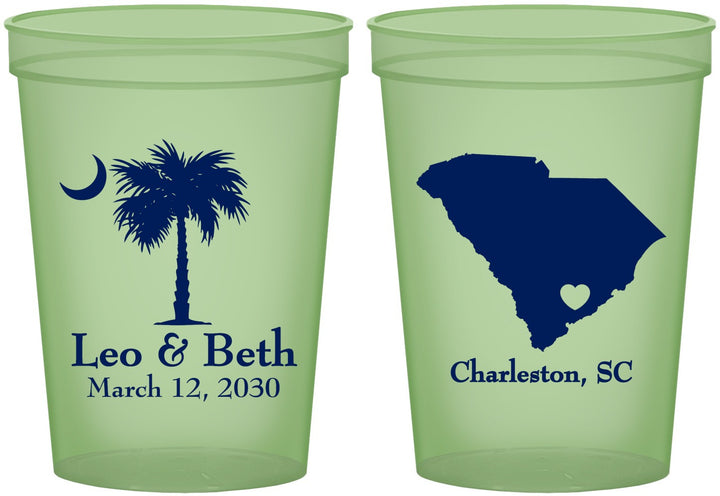 Custom Wedding 16 oz Glow In The Dark Cups - Palmetto Tree | 476