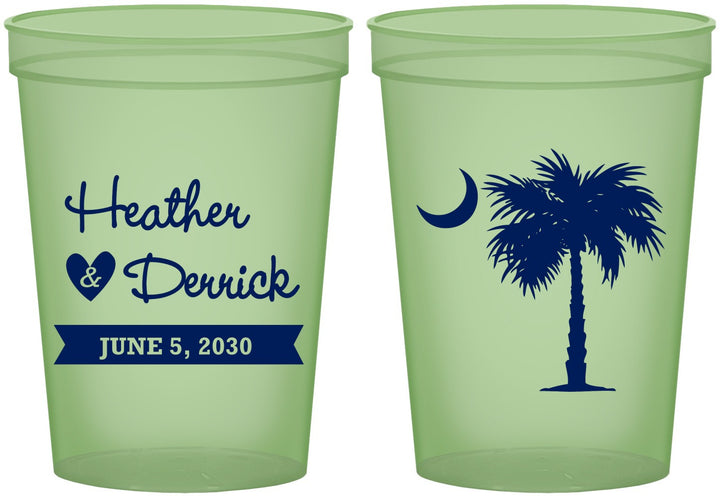 Custom Wedding 16 oz Glow In The Dark Cups - Palmetto Tree | 477