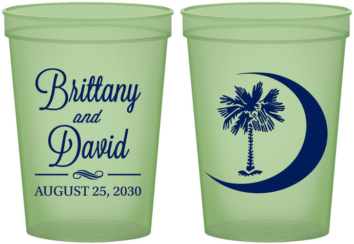 Custom Wedding 16 oz Glow In The Dark Cups - Palmetto Tree | 478