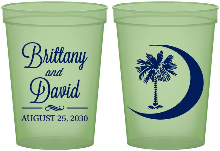 Custom Wedding 16 oz Glow In The Dark Cups - Palmetto Tree | 478