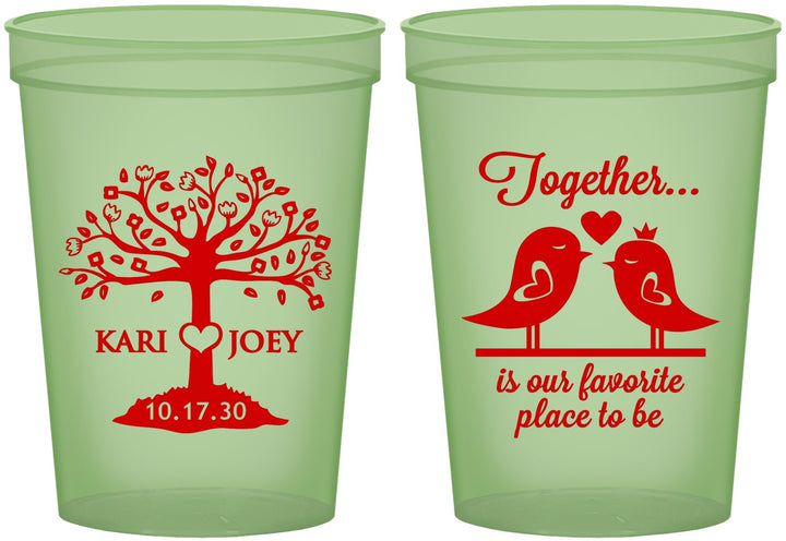 Custom Wedding 16 oz Glow In The Dark Cups - Love Birds | 481