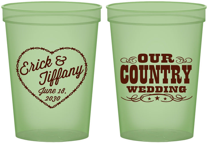 Custom Wedding 16 oz Glow In The Dark Cups - Country Wedding | 484