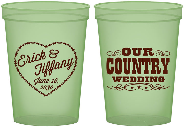 Custom Wedding 16 oz Glow In The Dark Cups - Country Wedding | 484