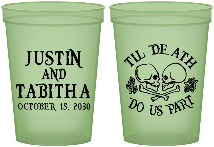 Custom Wedding 16 oz Glow In The Dark Cups - Til Death Do Us Part | 485