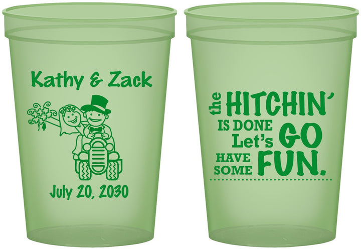 Custom Wedding 16 oz Glow In The Dark Cups - Tractor Hitchin | 489