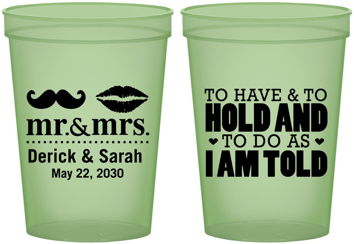 Custom Wedding 16 oz Glow In The Dark Cups - To Have And To Hold | 491