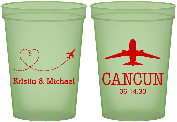 Custom Wedding 16 oz Glow In The Dark Cups - Destination | 492