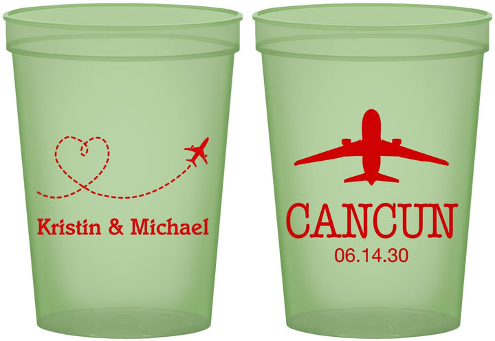 Custom Wedding 16 oz Glow In The Dark Cups - Destination | 492