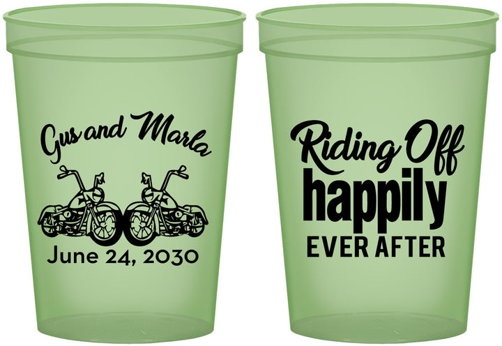 Custom Wedding 16 oz Glow In The Dark Cups - Motorcycle | 493