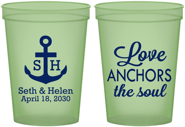 Custom Wedding 16 oz Glow In The Dark Cups - Love Anchors The Soul | 494