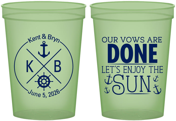 Custom Wedding 16 oz Glow In The Dark Cups - Nautical | 495