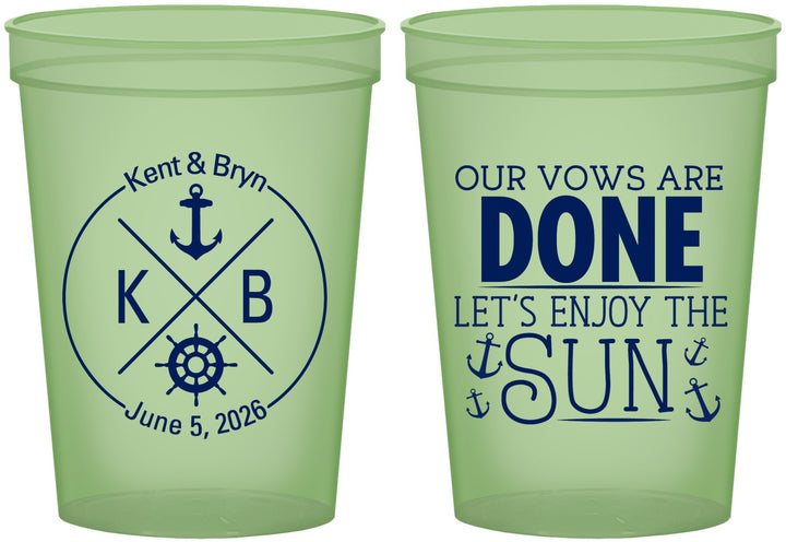 Custom Wedding 16 oz Glow In The Dark Cups - Nautical | 495