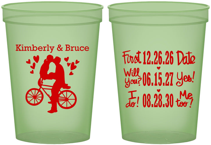 Custom Wedding 16 oz Glow In The Dark Cups - First Date Will You I Do | 497