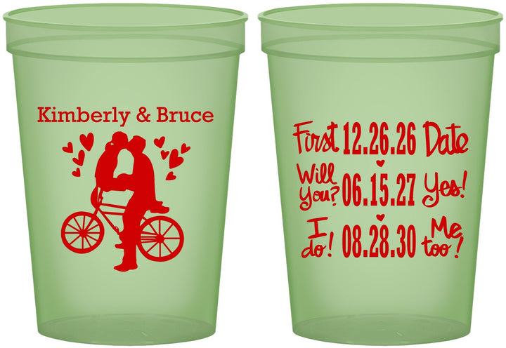 Custom Wedding 16 oz Glow In The Dark Cups - First Date Will You I Do | 497