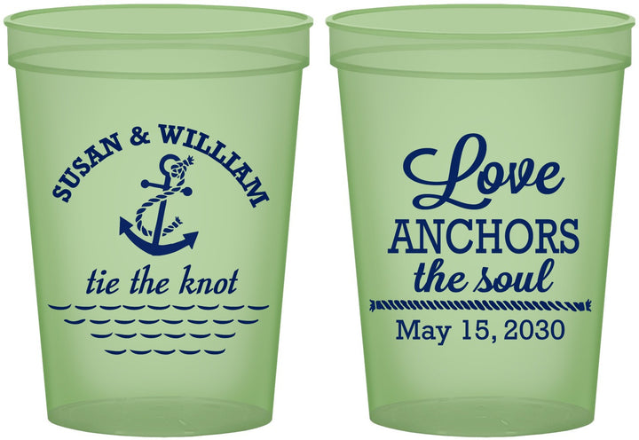 Custom Wedding 16 oz Glow In The Dark Cups - Love Anchors The Soul | 498