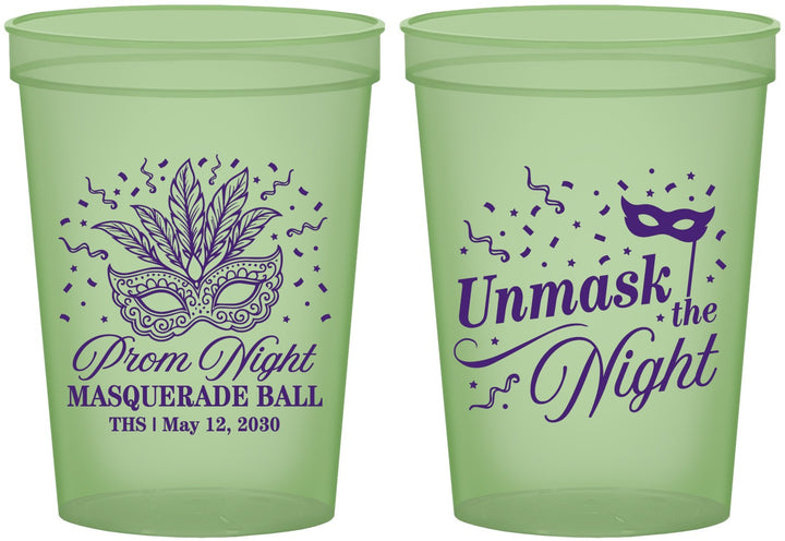 Custom Prom 16 oz Glow In The Dark Cups - Masquerade Ball | 50011