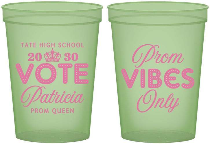 Custom Prom 16 oz Glow In The Dark Cups - Queen Vote | 50017
