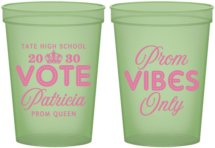 Custom Prom 16 oz Glow In The Dark Cups - Queen Vote | 50017