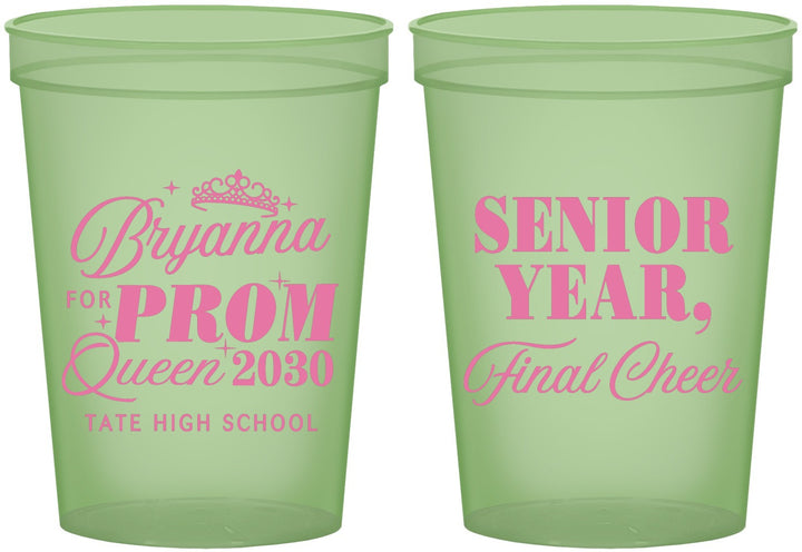 Custom Prom 16 oz Glow In The Dark Cups - Queen Vote | 50018