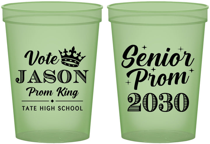 Custom Prom 16 oz Glow In The Dark Cups - King Vote | 50019
