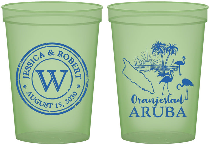 Custom Wedding 16 oz Glow In The Dark Cups - Aruba | 505