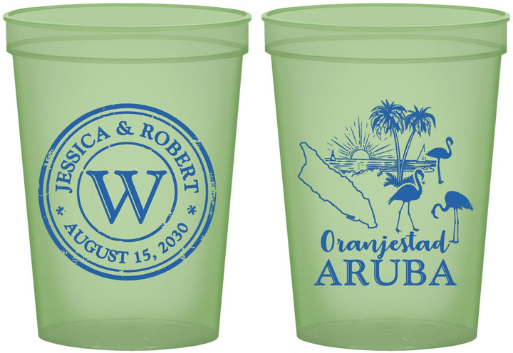 Custom Wedding 16 oz Glow In The Dark Cups - Aruba | 505